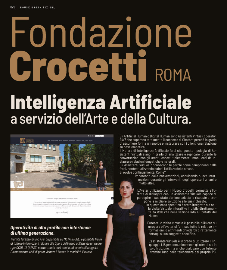 Fondazione Crocetti Roma Intelligenza Artificiale a servizio dell’Arte e della Cultura.