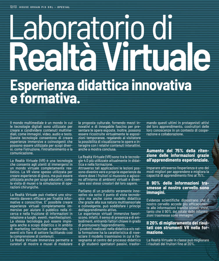 Laboratorio di Realtà Virtuale Esperienza didattica innovativa e formativa